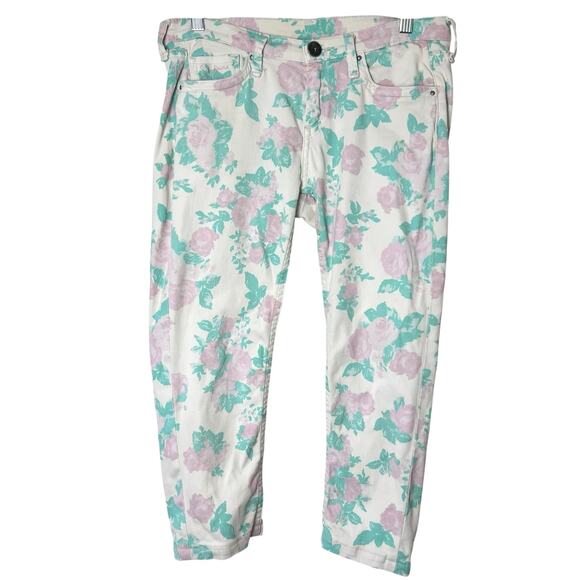 Vintage Y2K Pepe Jeans Capris in Pastel Floral Print Low Rise Sz 28 - Picture 1 of 11